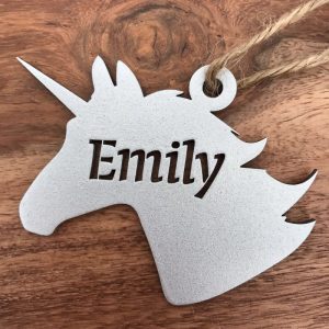 Wooden Unicorn Place Name / Gift Tag