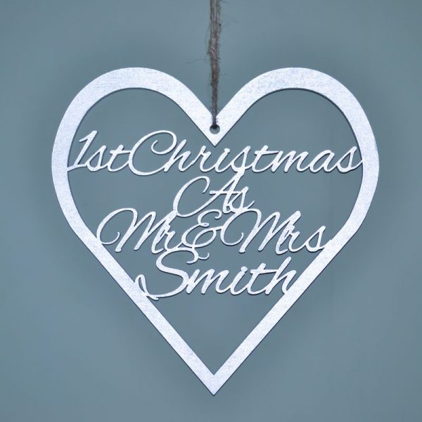 1st Christmas As Mr & Mrs Hanging Heart Sign