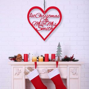 1st Christmas As Mr & Mrs Hanging Heart Sign