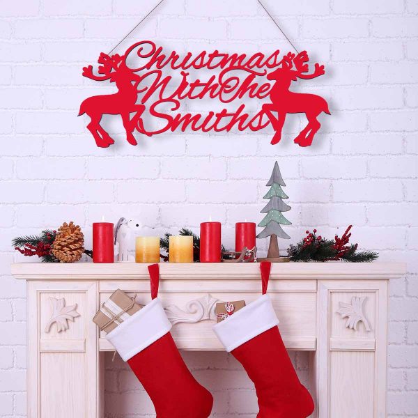 Reindeer Christmas With.. Hanging Sign
