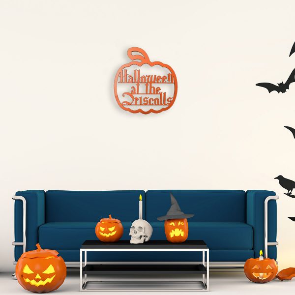 Halloween Pumpkin Hanging Family Sign