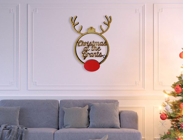 Rudolph Script Family Hanging Sign Extra Large