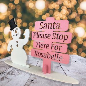 Personalised Snowman Santa Stop Here Sign