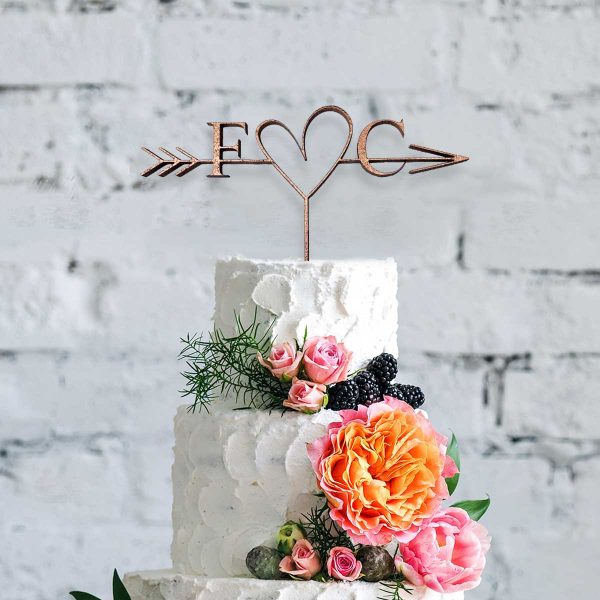 Cupid Heart Classic Wooden Cake Topper