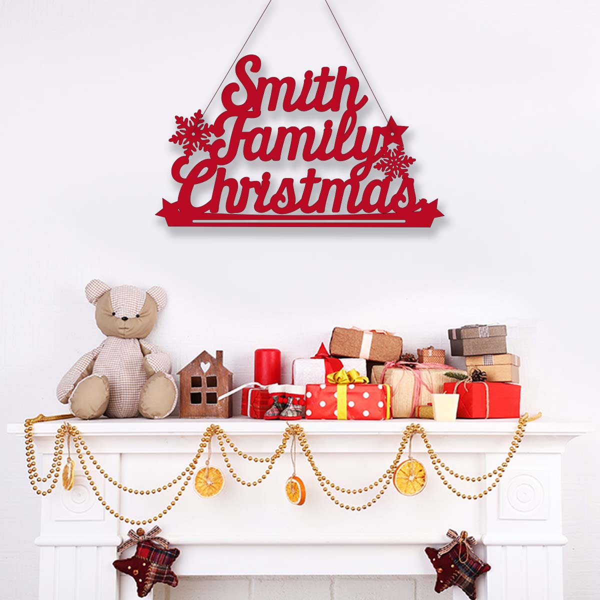 Family Christmas Hanging Sign – Confetti Print