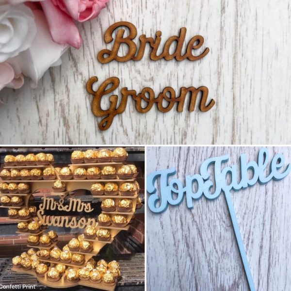 Personalised Ferrero Sweet Stand, Place Names & Table Names / Numbers Script Style Wedding Bundle