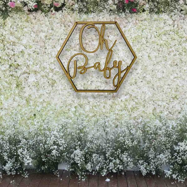 Hexagon Oh Baby Hanging Sign Extra Large