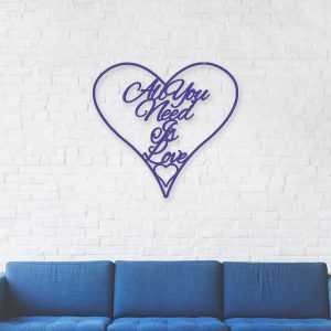 All You Need Is Love Heart Romantic Script Hanging Sign