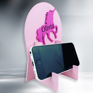 Unicorn Personalised Wooden Phone / Game Stand
