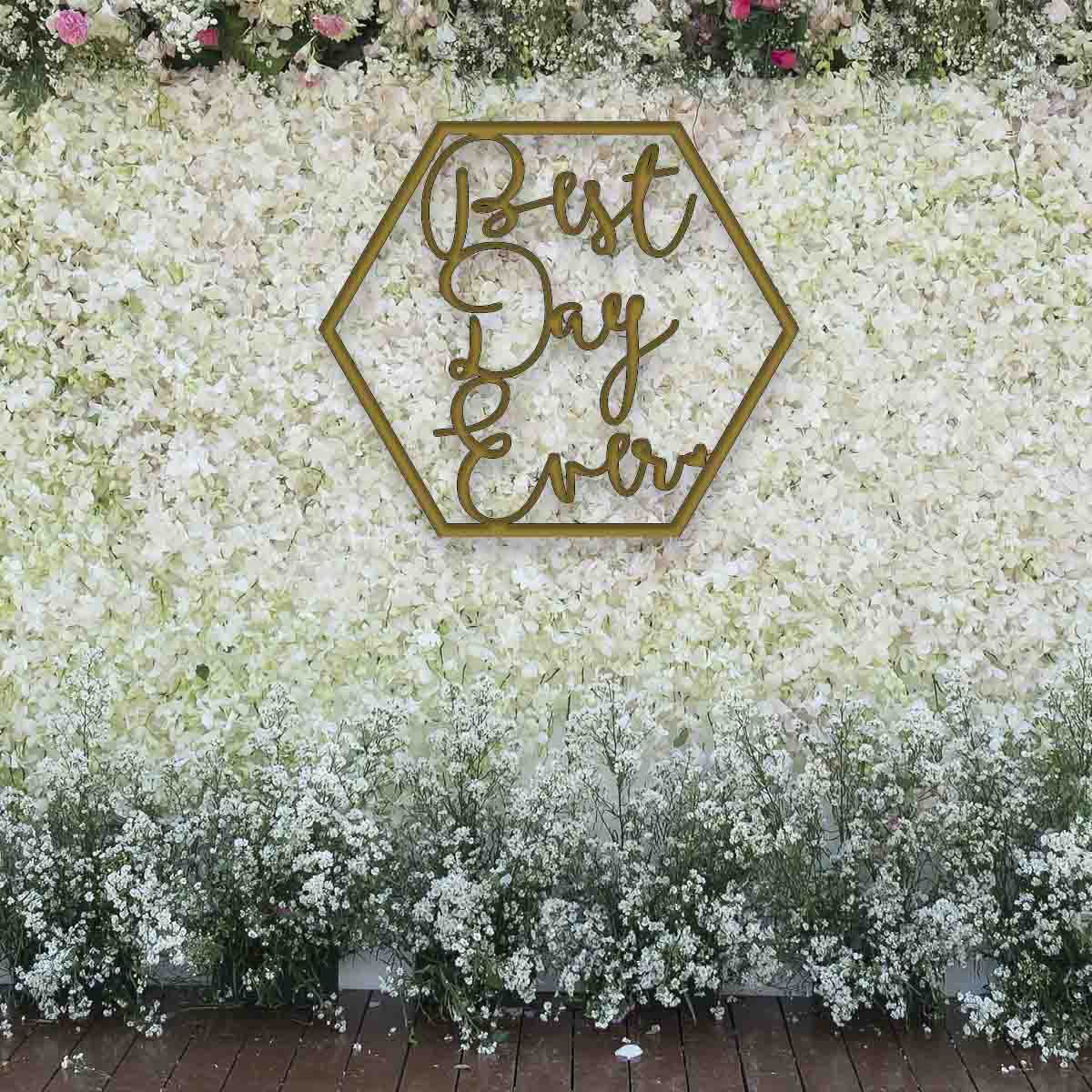 Hexagon Best Day Ever Hanging Sign – Confetti Print