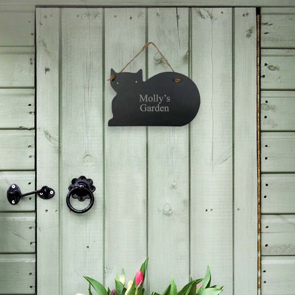 Personalised Slate Cat Name Sign