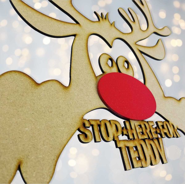 Rudolph Stop Here Window Sign