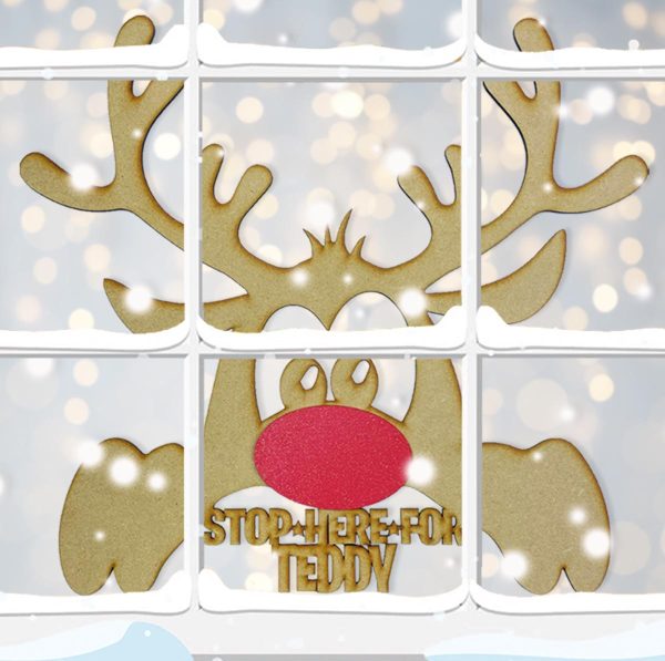 Rudolph Stop Here Window Sign