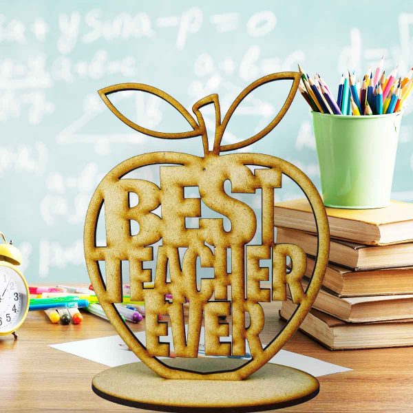 Best Teacher Standing Apple Cutout