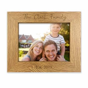Oak Style Engraved Family Est. Photo Frame
