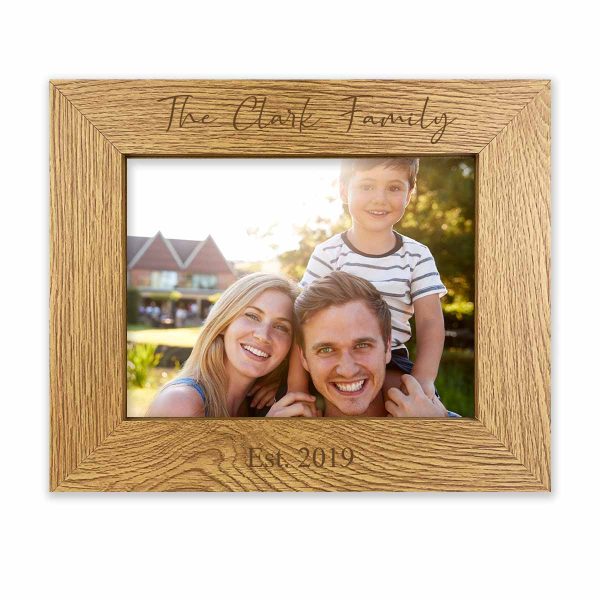 Oak Style Engraved Family Est. Photo Frame