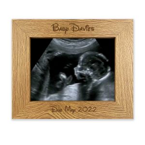 Oak Style Engraved Baby Due Photo Frame